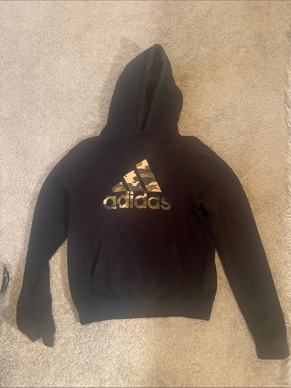 adidas Men’s Black Crewneck Hoodie with Camo Logo